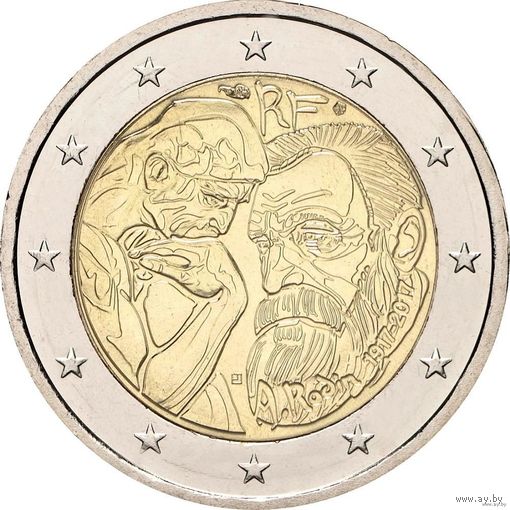 2 евро 2017 Франция Роден UNC из ролла
