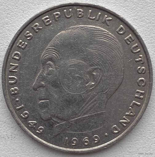 Германия 2 марки 1971 г. D. Конрад Аденауэр. 20 лет Федеративной Республике (1949-1969)