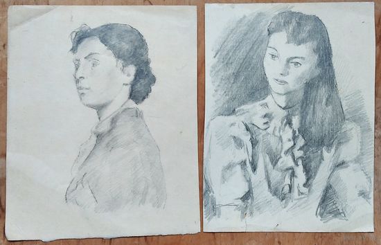 Крохалев Петр. Два рисунка женщин. Карандаш. Бумага. 18х22 см. Цена за 1.