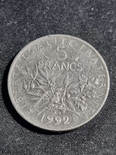 Франция 5 франков 1992