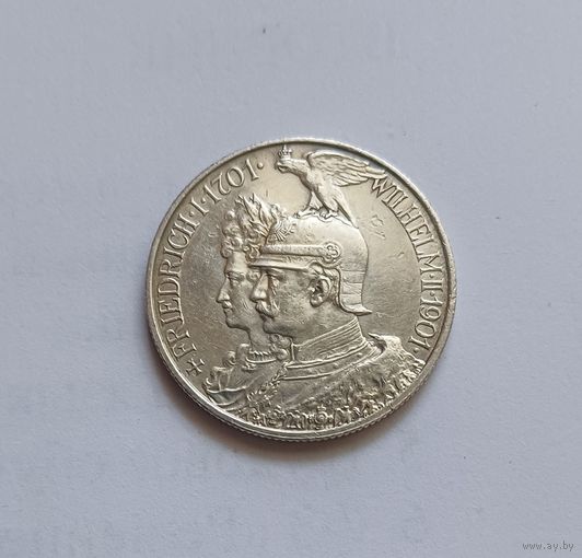 2 марки 1901 г. 900пр., Пруссия.Германия. 200 лет Пруссии.