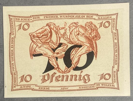 Нотгельд 10 пфеннигов 1921 год. Арнштадт. Веймарская республика