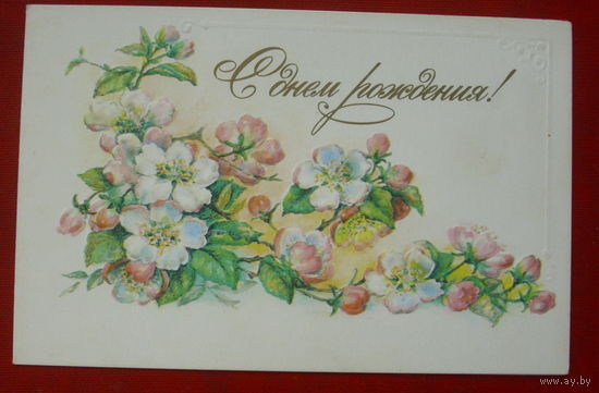 С днём рождения! Подписанная. Двойная. 1988 года. Бодрихина. 1194.