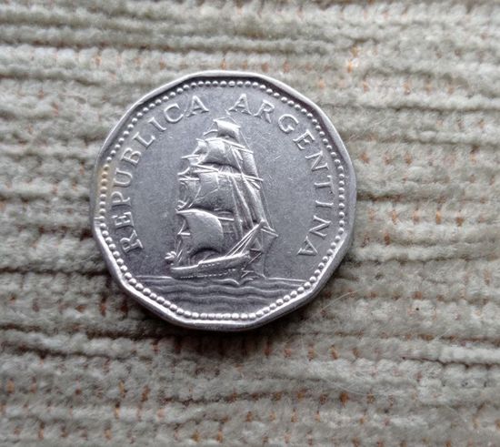 Werty71 Аргентина 5 песо 1965 год Фрегат Президент Сармьенто Корабль Бригантина