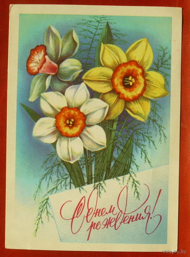С днём рождения! Подписанная. 1980 года. Савин. 1127.