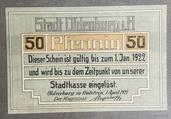 Нотгельд Ольденбур 50 пфеннигов 1922 год. Веймарская республика