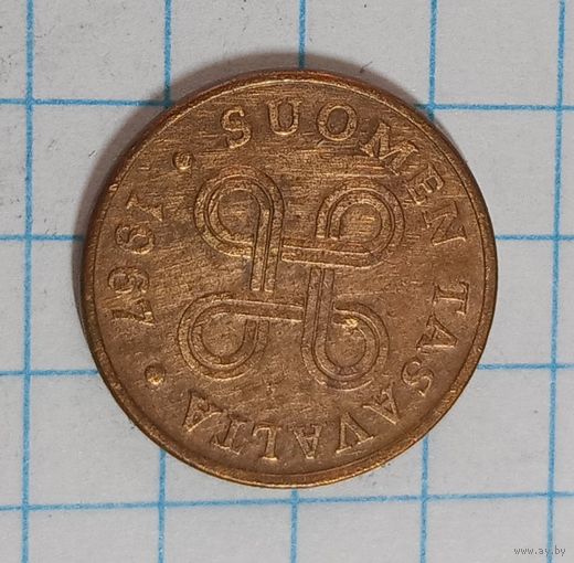 1 пенни 1967 Финляндия