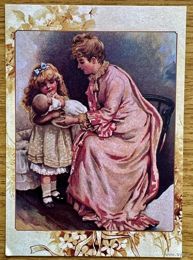 Репринт.Открытка для посткроссинга 10,5 х 14,8 см "Далёкое детство"издателя начала 20 века Эрнеста Нистера