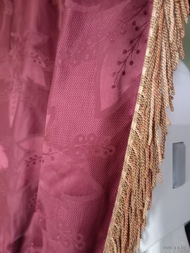 - ШТОРЫ-ОБРАМЛЕНИЕ Германия 1950-ые занавески , шёлк , бахрома , две полоски-подвязки шёлк