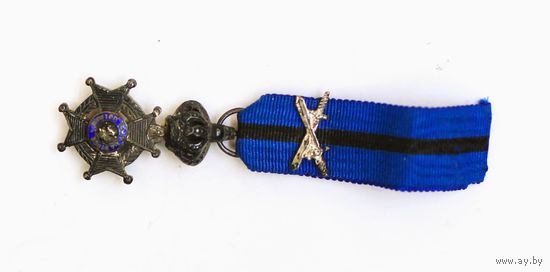 Бельгия. Миниатюрка ордена Леопольда II, рыцарская степень (кавалер) с мечами за военные заслуги