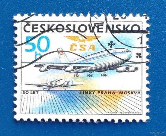 ЧССР.1986.50 лет авиалинии Прага-Москва (1 марка)