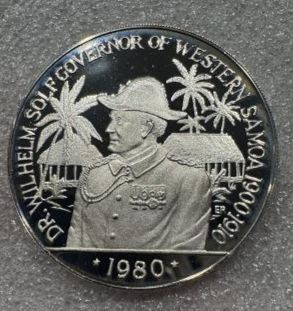 10 тала 1980 Самоа унцовка 31,5г серебра 925 пр.