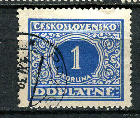 Первая Чехословацкая республика - 1928 - Цифры 1Кс. Portomarken - [Mi.62p] - 1 марка. Гашеная.  (Лот 72Fz)-T25P39