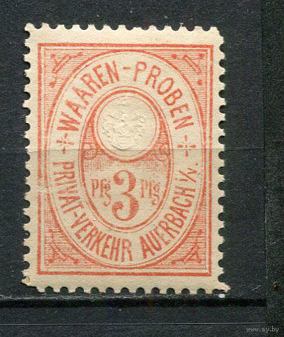 Германия - Ауэрбах - Местные марки - 1887 - Герб 3Pf - [Mi.76aB] - 1 марка. MNH, MLH.  (Лот 75CV)