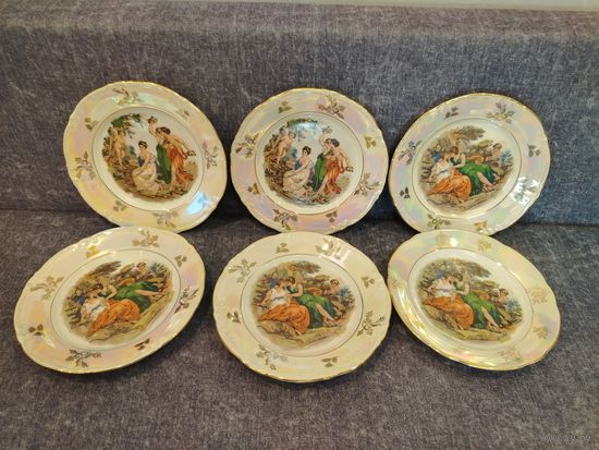 Все лоты с 1 Рубля. Комплект тарелок на 6 персон. Мадонна. ГДР 70-е гг. Кахла. Kahla.