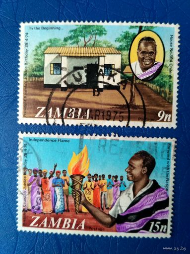 Замбия. День рождения президента. 2 марки из серии. 1974 (4)