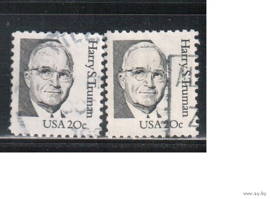 США-1984, (Мих.1676 А +F) , гаш , Стандарт, Личности, Трумен (одиночка), 2 зубцовки(2)
