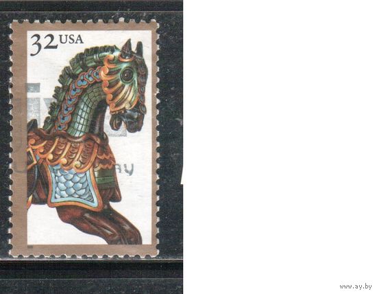 (США-1995 (Мих.2611) , гаш. ,Карусели, Лошади,