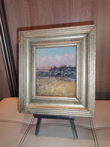 Пейзаж маслом на картоне, 2022 год, размер 23*21 см., "Этюд, Этюд..."