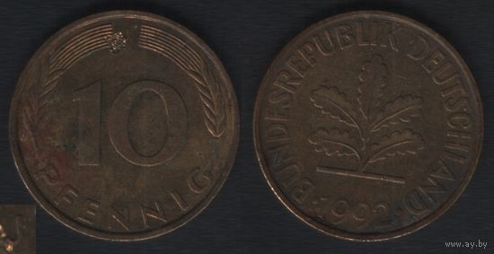Германия km108 (ФРГ) 10 пфенниг 1992 год (J) (_3