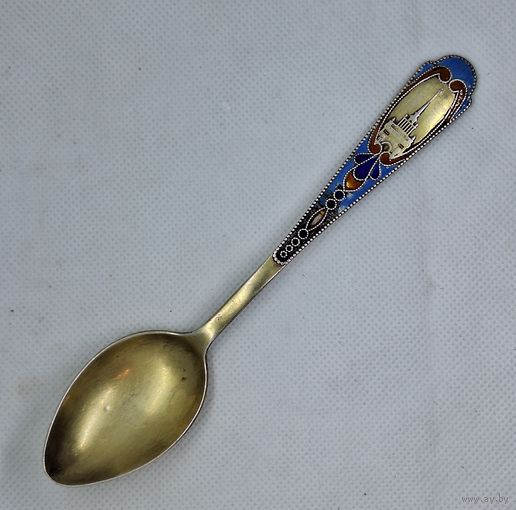 Ложка чайная, серебро 875 пр., эмали. 24,6 гр.