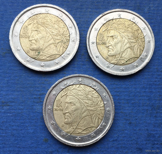 Италия 2 евро 2002, 2006, 2011