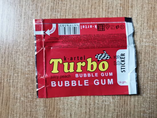 Вкладыш Turbo Rally 72 наклейки фантики авто auto турбо