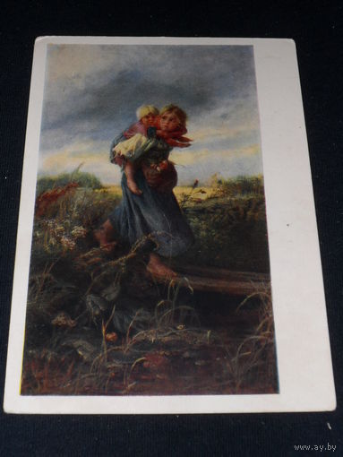 Открытка Маковский К.Е. (1839-1915). Дети, бегущие от грозы. 1872 г. Государственная Третьяковская галерея