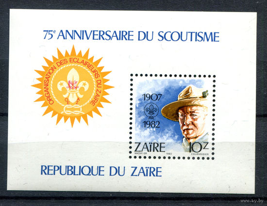 Конго (Заир) - 1982г. - 75 лет скаутскому движению - полная серия, MNH [Mi bl. 44] - 1 блок