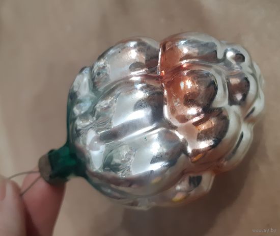 Игрушка ёлочная Большая Ежевика, стекло. СССР
