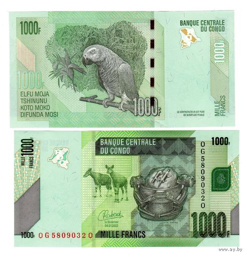 Конго 1000 франков образца 2022 года UNC p101