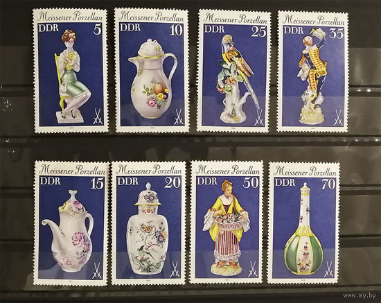 ГДР 1979 г. Мейсенский фарфор. Культура Искусство. Полная серия из 8 марок. Чистая #0115-Ч1P15