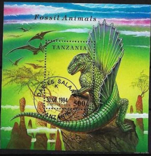 Танзания 1994 фауна ящер деметродон блок