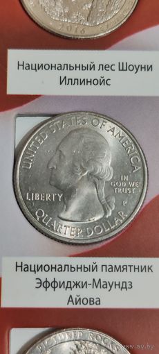 США. 25 центов (квотер) Национальный памятник Эффиджи - Маундз Айова 2017