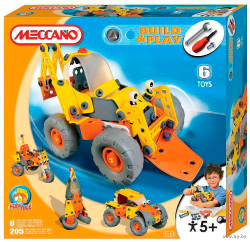Конструктор Meccano(Франция),Бульдозер,205 деталей,возраст +5,можно собрать 6 моделей поочередно