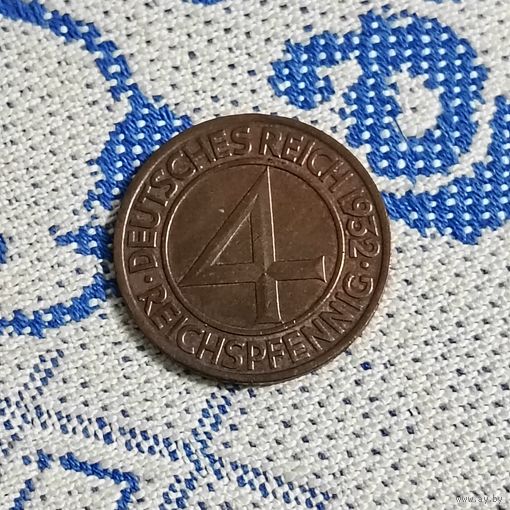 4 рейхспфеннинга(1932г.) Веймарская республика.М.Д.(А).