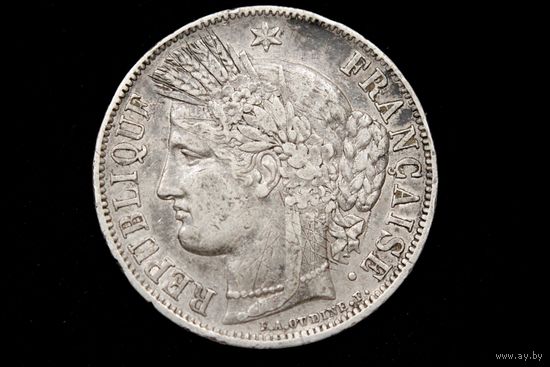 5 франков 1851 г. Франция (Вторая Республика). Кабинетная патина!