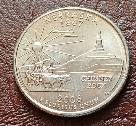 США 25 центов , Р  2006 Квотер штата Небраска    ( 2-5-8 )