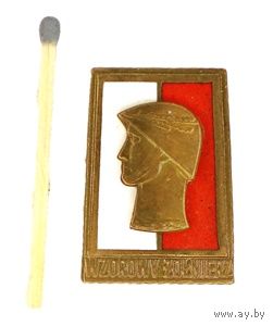 Польша. Знак Образцовый солдат периода 1973-1999 гг. в бронзе 22 / 31 мм