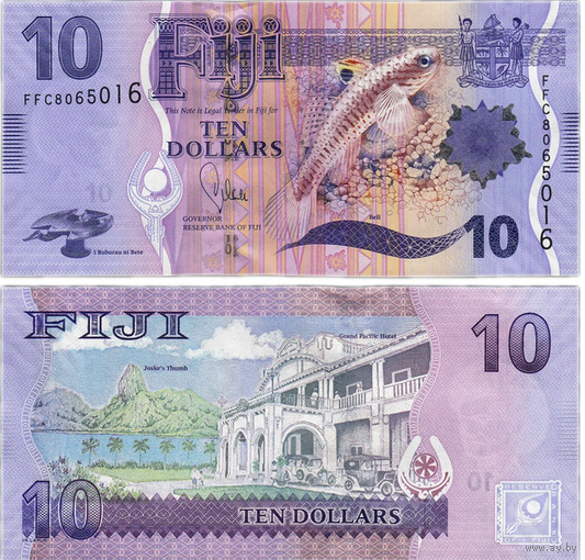 Фиджи 10  долларов 2012 год  UNC    НОВИНКА