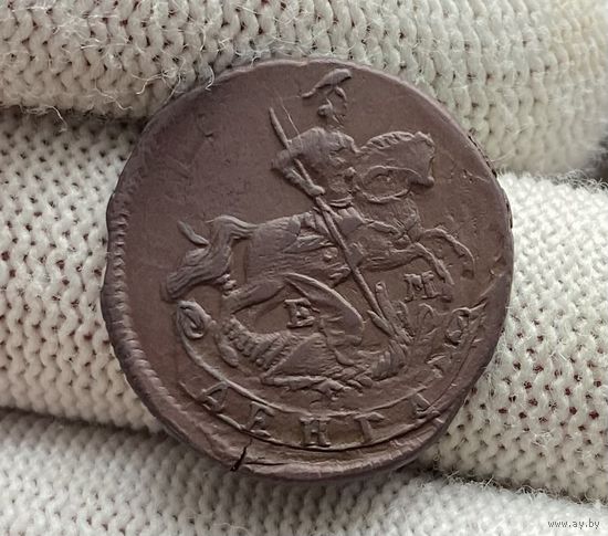 Денга 1767 ЕМ Двойной удар. Конь в шерсти! Высокий рельеф!