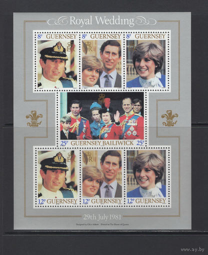 Монархия Остров Гернси /Guernsey (Нормандские острова) 1981** Королевская свадьба принца Чарльза и Дианы Спенсер