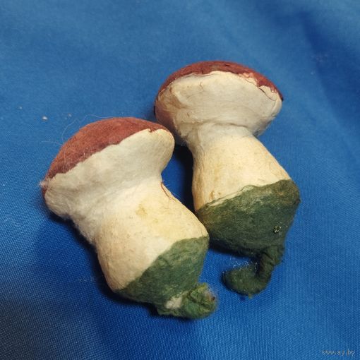 Елочная новогодняя игрушка СССР гриб грибок парная ватная техника накатка