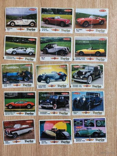 Вкладыши Turbo Classic Турбо класик , серия  1-70 c надписи / фантики авто auto / Цена за 1 шт