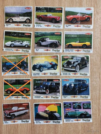 Вкладыши Turbo Classic Турбо класик , серия  1-70 c надписи / фантики авто auto / Цена за 1 шт