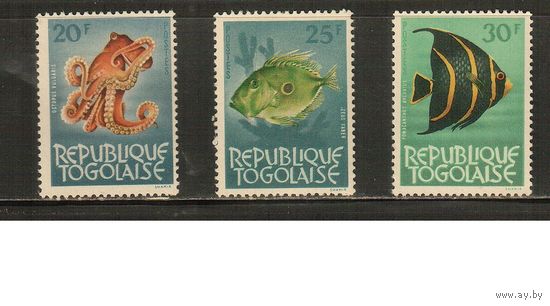 Того-1964(Мих.395-397) , ** ,  Морская фауна, Рыбы