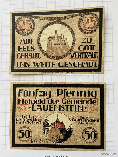 Нотгельд 25-50 пфеннигов Германия Лауенштейн-0101