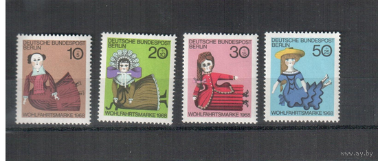 Германия, Западный Берлин 1968 г. Mi#322-325** чистая полная серия Куклы Искусство