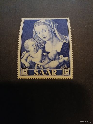 СААР 1954 марка из серии "Картины. Мадонна" (чистая**) Mi.353 каталог 4.00 евро