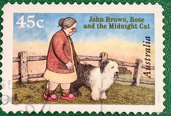 Австралия 1996. Иллюстрация детской книги Джон Браун Роуз и полуночный кот